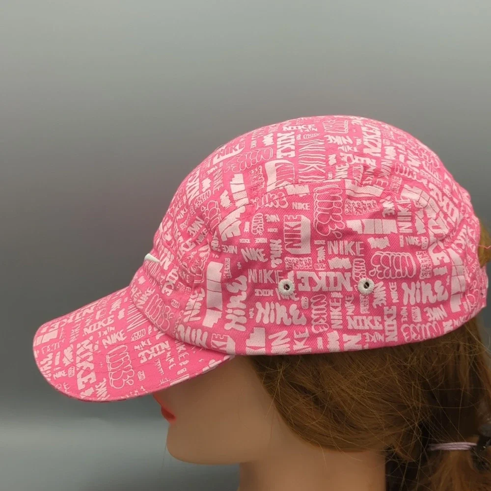 Nike Girls Adjustable Hat 5 Panel Cap Size 4-6X Pink Graphic White Swoosh